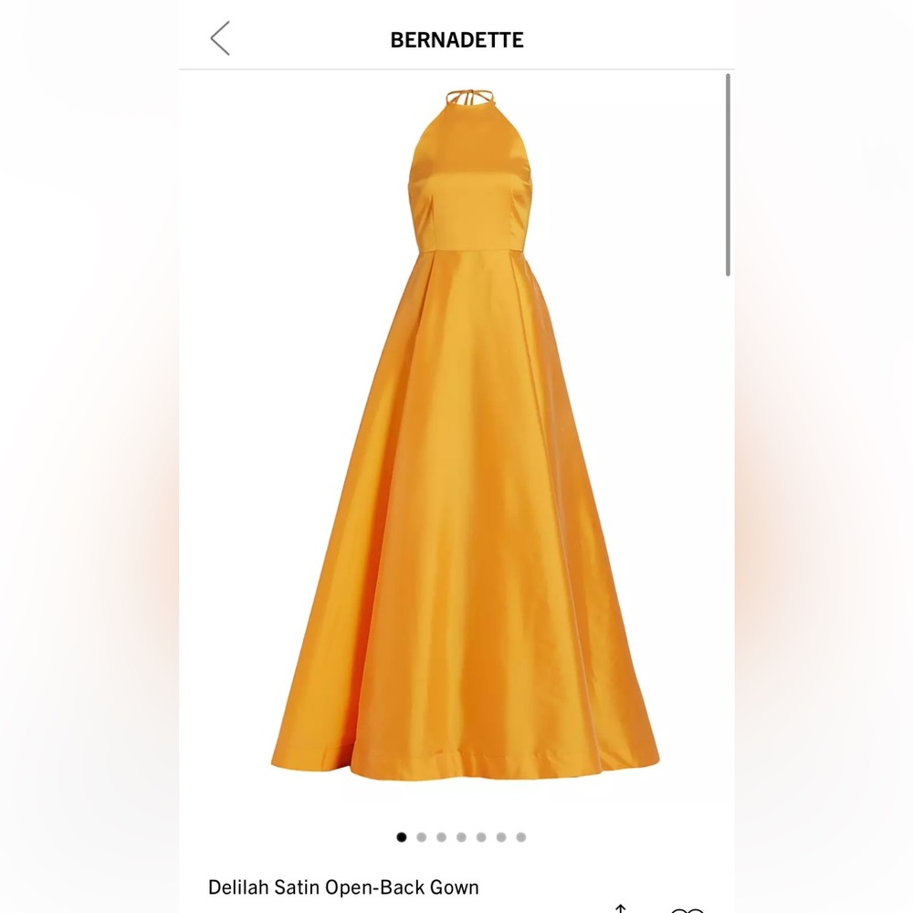 Bernadette Delilah Satin Open-Back Gown. Worn once